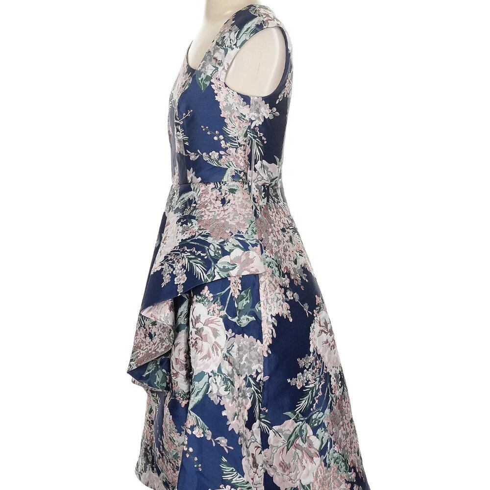 NWT Kay Unger metallic jewel and pastel floral tea dress, size 4 - Picture 3 of 12